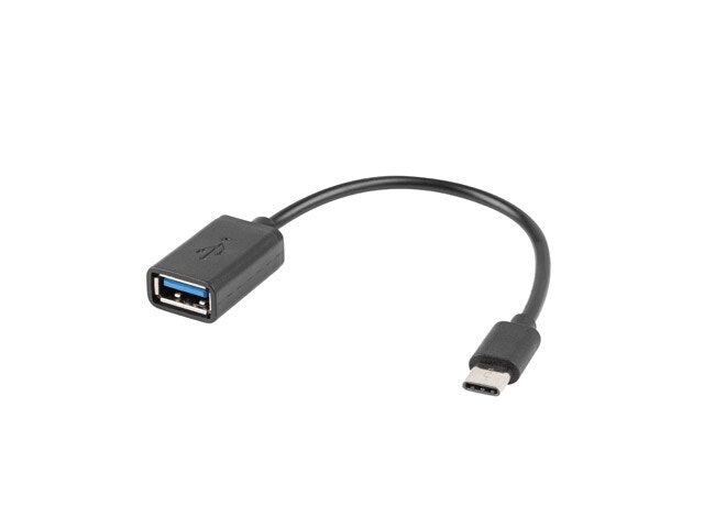 USB-C(M) 2.0->USB-A(F) ADAPTERKABEL 15CM OTG SVART LANBERG