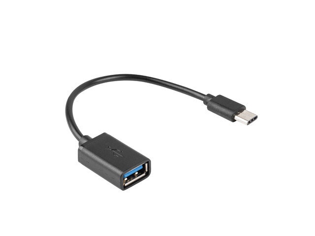 USB-C(M) 2.0->USB-A(F) ADAPTERKABEL 15CM OTG SVART LANBERG