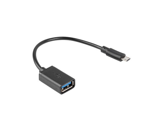 USB MICRO(M) 2.0->USB-A(F) ADAPTER 15CM OTG SVART LANBERG