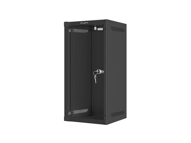 RACKSKÅP 10" VÄGGMONTERAT 12U/280X310 (FLAT PACK) MED GLASDÖRR SVART LANBERG