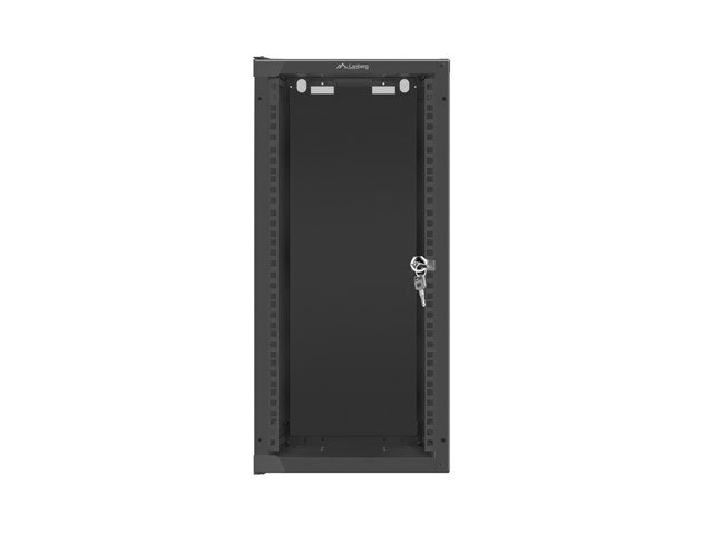 RACKSKÅP 10" VÄGGMONTERAT 12U/280X310 (FLAT PACK) MED GLASDÖRR SVART LANBERG