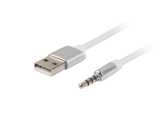 USB-A(M)->JACK(M) 3,5 MM 4-POLIG KABEL FÖR APPLE 1M SILVERVIT 10-PACK LANBERG