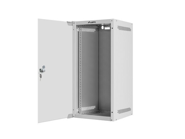 RACKSKÅP 10" VÄGGMONTERAT 12U/280X310 (FLAT PACK) MED GLASDÖRR GRÅ LANBERG