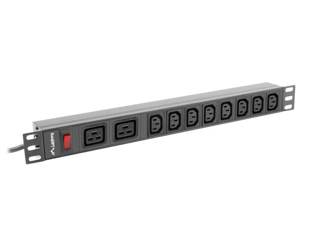 STRÖMFÖRDELNINGSENHET (PDU) 19" LANBERG 1U 16A 2M 2X C19 8X IEC C13 UTTAG SVART C20