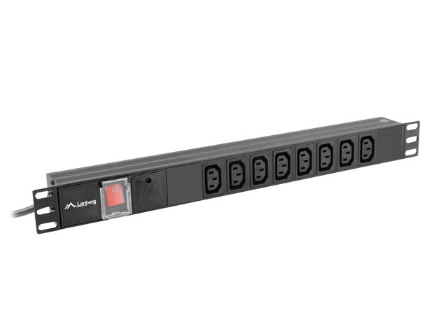 STRÖMFÖRDELNINGSENHET (PDU) 19" LANBERG 1U 16A 2M 8X IEC C13 UTTAG SVART C20