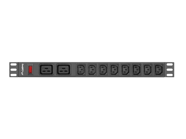 STRÖMFÖRDELNINGSENHET (PDU) 19" LANBERG 1U 16A 2M 2X C19 8X IEC C13 UTTAG SVART C20