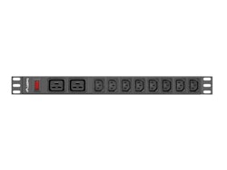 STRÖMFÖRDELNINGSENHET (PDU) 19" LANBERG 1U 16A 2M 2X C19 8X IEC C13 UTTAG SVART C20