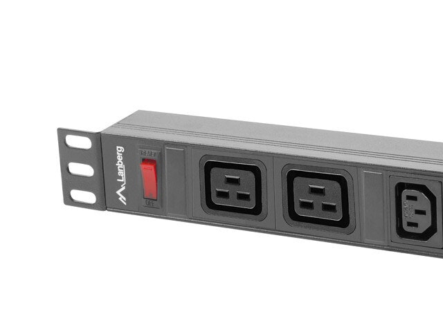 STRÖMFÖRDELNINGSENHET (PDU) 19" LANBERG 1U 16A 2M 2X C19 8X IEC C13 UTTAG SVART C20