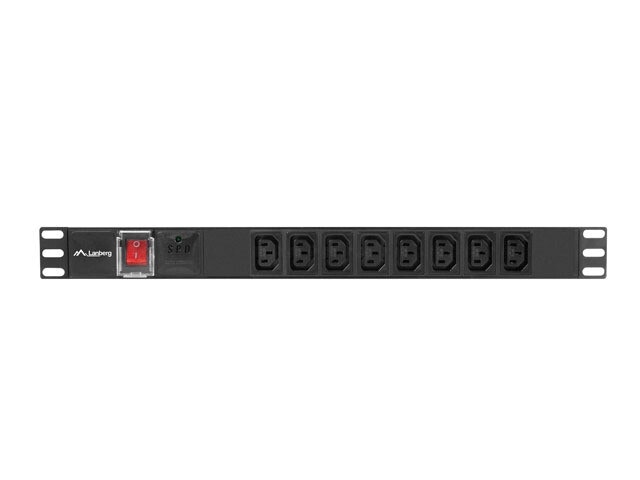 STRÖMFÖRDELNINGSENHET (PDU) 19" LANBERG 1U 16A 2M 8X IEC C13 UTTAG SVART C20
