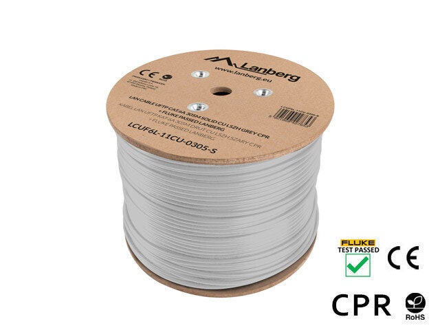 LAN-KABEL CAT.6A UFTP 305M SOLID CU LSZH GRÅ CPR + FLUKE GODKÄND LANBERG
