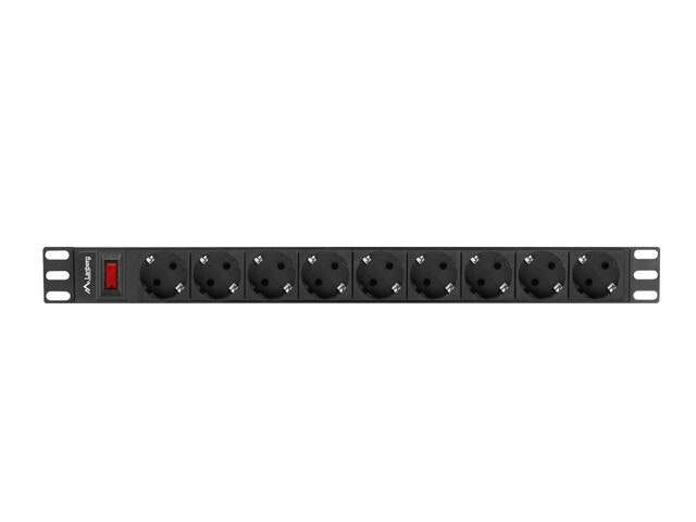 STRÖMFÖRDELNINGSENHET (PDU) 19" LANBERG 1U 16A 3M 9X SCHUKO UTTAG SVART