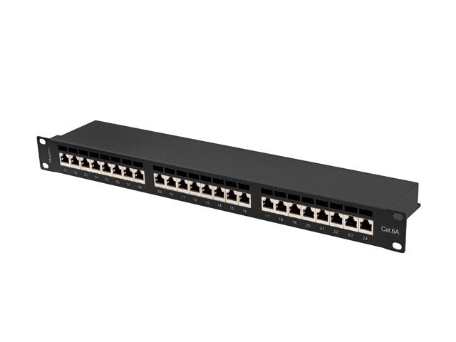 PATCHPANEL 24 PORT 1U 19" CAT.6A FTP SKÄRMAD SVART LANBERG