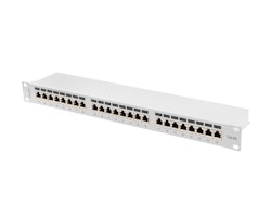 PATCHPANEL 24 PORT 1U 19" CAT.6A FTP SKÄRMAD GRÅ LANBERG