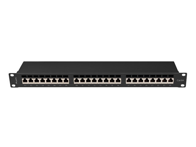 PATCHPANEL 24 PORT 1U 19" CAT.6A FTP SKÄRMAD SVART LANBERG