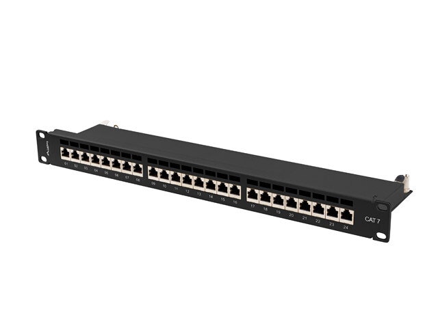 PATCHPANEL 24 PORT 1U 19" CAT.7 FTP SKÄRMAD SVART LANBERG