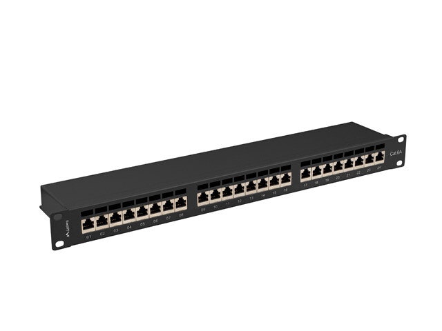 PATCHPANEL 24 PORT 1U 19" CAT.6A FTP SKÄRMAD SVART LANBERG