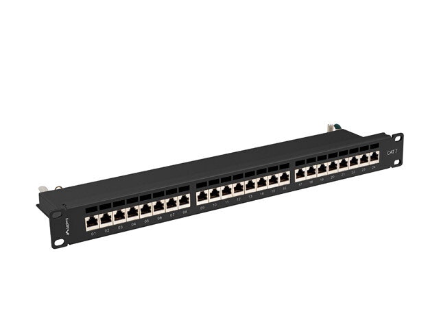 PATCHPANEL 24 PORT 1U 19" CAT.7 FTP SKÄRMAD SVART LANBERG