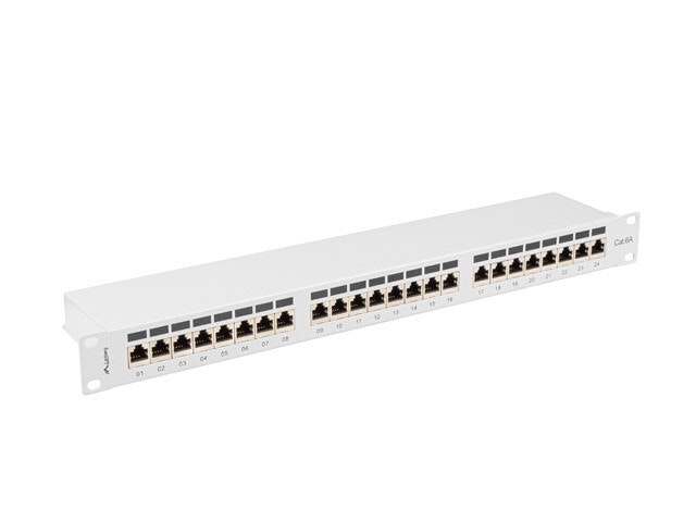 PATCHPANEL 24 PORT 1U 19" CAT.6A FTP SKÄRMAD GRÅ LANBERG