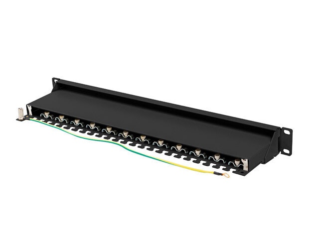 PATCHPANEL 24 PORT 1U 19" CAT.7 FTP SKÄRMAD SVART LANBERG