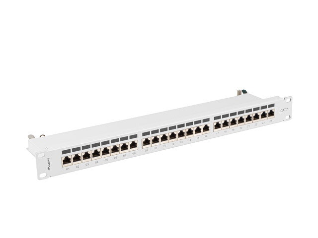 PATCHPANEL 24 PORT 1U 19" CAT.7 FTP SKÄRMAD GRÅ LANBERG