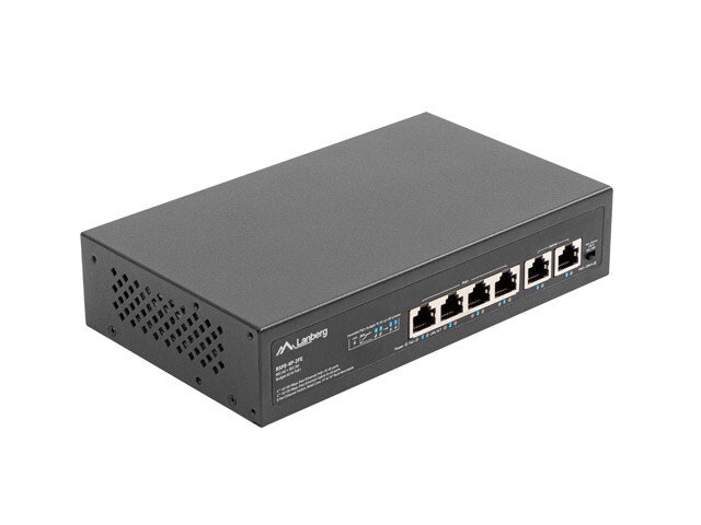 SWITCH LANBERG 4X 100MB POE+/2X 100MB UNMANAGED RACK 10"/19" FAST ETHERNET 60W