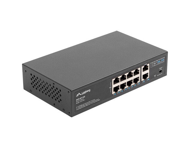 SWITCH LANBERG 8X 100MB POE+/2X 1GB UNMANAGED RACK 10"/19" GIGABIT ETHERNET 120W