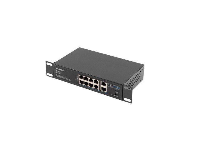 SWITCH LANBERG 8X 100MB POE+/2X 1GB UNMANAGED RACK 10"/19" GIGABIT ETHERNET 120W