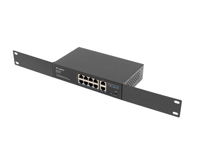 SWITCH LANBERG 8X 100MB POE+/2X 1GB UNMANAGED RACK 10"/19" GIGABIT ETHERNET 120W