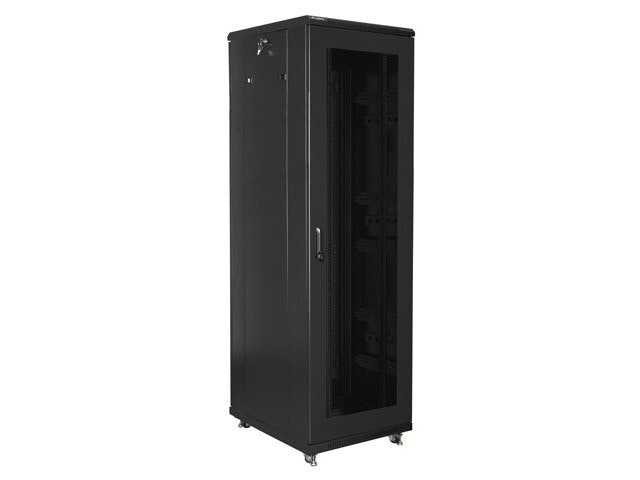 RACKSKÅP 19" FRISTÅENDE 42U/600X800 (FLAT PACK) MED NÄTDÖRR SVART LANBERG