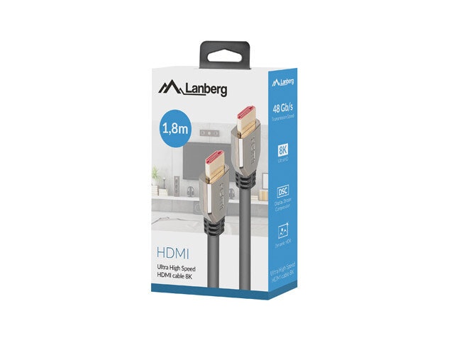 HDMI M/M V2.1 KABEL 1,8M 8K 60HZ SVART LANBERG