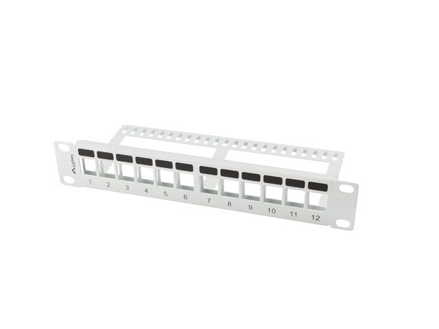 PATCHPANEL BLANK 12 PORTAR 1U MED ORGANISATÖR FÖR KEYSTONE-MODULER GRÅ LANBERG