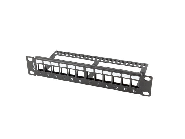 PATCHPANEL BLANK 12 PORTAR 1U MED ORGANISATÖR FÖR KEYSTONE-MODULER SVART LANBERG