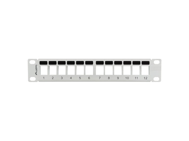 PATCHPANEL BLANK 12 PORTAR 1U MED ORGANISATÖR FÖR KEYSTONE-MODULER GRÅ LANBERG