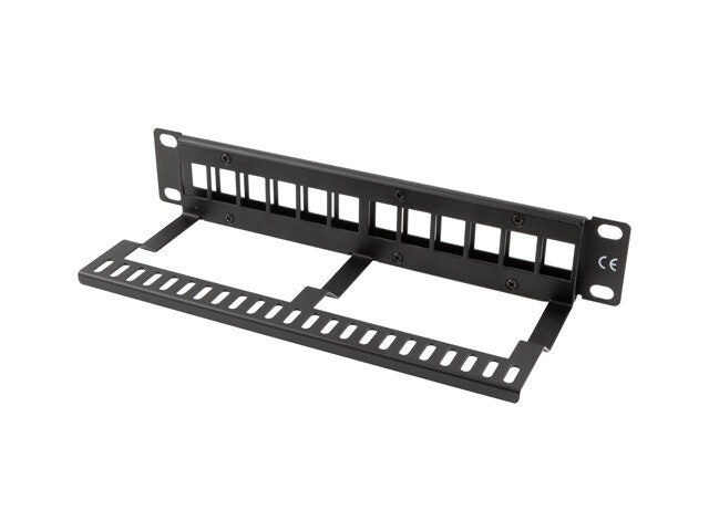 PATCHPANEL BLANK 12 PORTAR 1U MED ORGANISATÖR FÖR KEYSTONE-MODULER SVART LANBERG