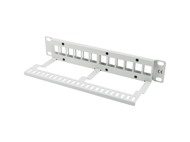 PATCHPANEL BLANK 12 PORTAR 1U MED ORGANISATÖR FÖR KEYSTONE-MODULER GRÅ LANBERG
