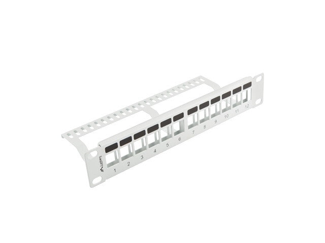 PATCHPANEL BLANK 12 PORTAR 1U MED ORGANISATÖR FÖR KEYSTONE-MODULER GRÅ LANBERG