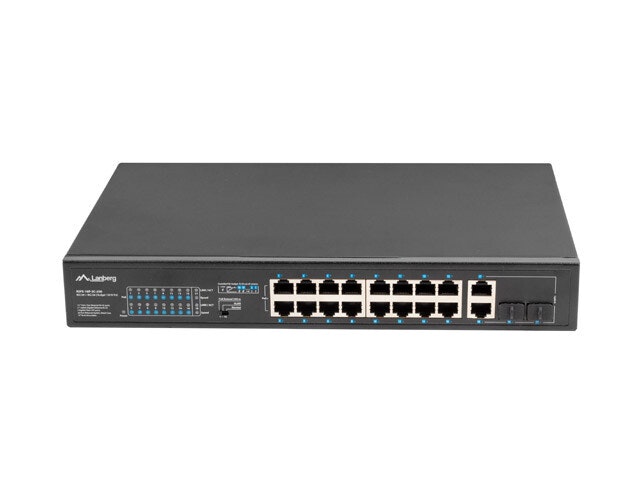 SWITCH LANBERG 16X 100MB POE+/2X 1GB/1X SFP RACK 19" UNMANAGED GIGABIT ETHERNET 250W