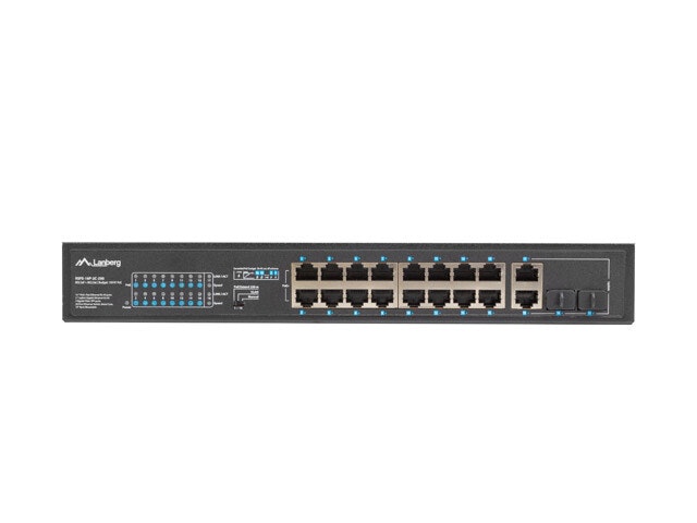 SWITCH LANBERG 16X 100MB POE+/2X 1GB/1X SFP RACK 19" UNMANAGED GIGABIT ETHERNET 250W