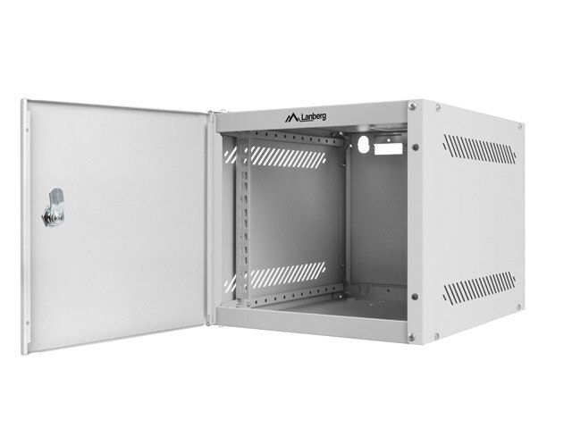RACKSKÅP 10" VÄGGMONTERAT 4U/280X310 FÖR SJÄLVMONTERING MED METALLDÖRR GRÅ LANBERG (FLAT PACK)