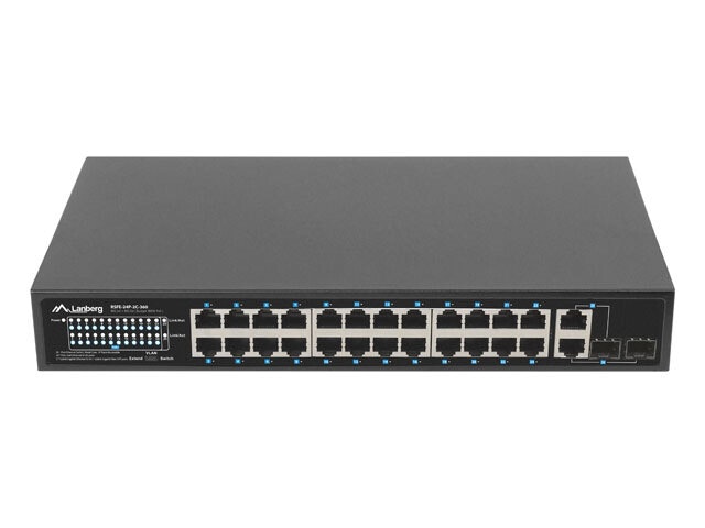 SWITCH LANBERG 24X 100MB POE+/2X COMBO RACK 19" GIGABIT ETHERNET 360W V2