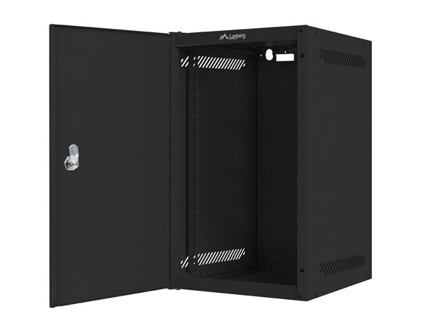 RACKSKÅP 10" VÄGGMONTERAT 9U/280X310 FÖR SJÄLVMONTERING MED METALLDÖRR SVART LANBERG (FLAT PACK)