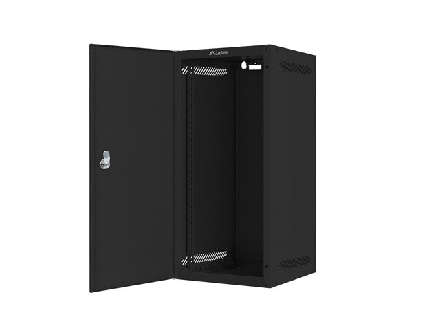 RACKSKÅP 10" VÄGGMONTERAT 12U/280X310 FÖR SJÄLVMONTERING MED METALLDÖRR SVART LANBERG (FLAT PACK)