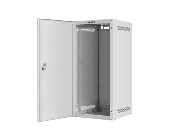 RACKSKÅP 10" VÄGGMONTERAT 12U/280X310 FÖR SJÄLVMONTERING MED METALLDÖRR GRÅ LANBERG (FLAT PACK)