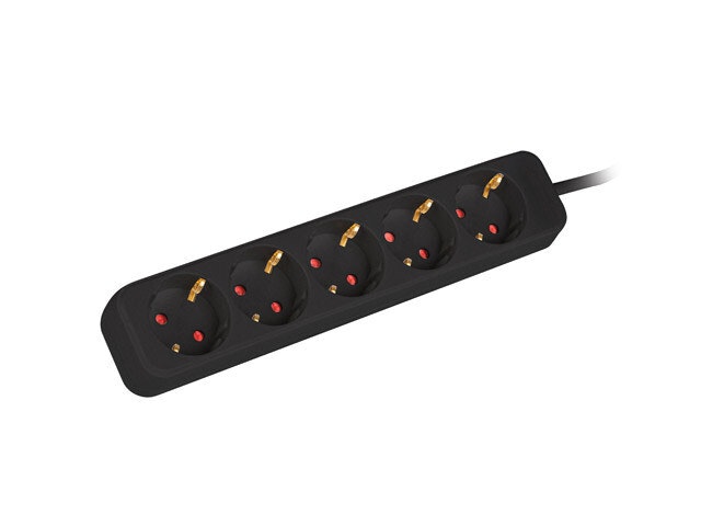 GRENUTTAG LANBERG 1,5M 5X SCHUKO UTTAG KOPPAR KABEL AV HÖG KVALITET SVART
