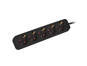 GRENUTTAG LANBERG 1,5M 5X SCHUKO UTTAG KOPPAR KABEL AV HÖG KVALITET SVART