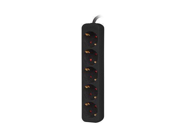 GRENUTTAG LANBERG 1,5M 5X SCHUKO UTTAG KOPPAR KABEL AV HÖG KVALITET SVART