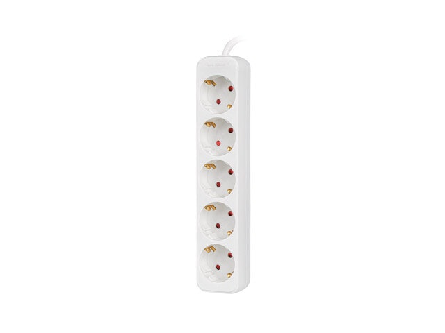 GRENUTTAG LANBERG 1,5M 5X SCHUKO UTTAG KOPPAR KABEL AV HÖG KVALITET VIT