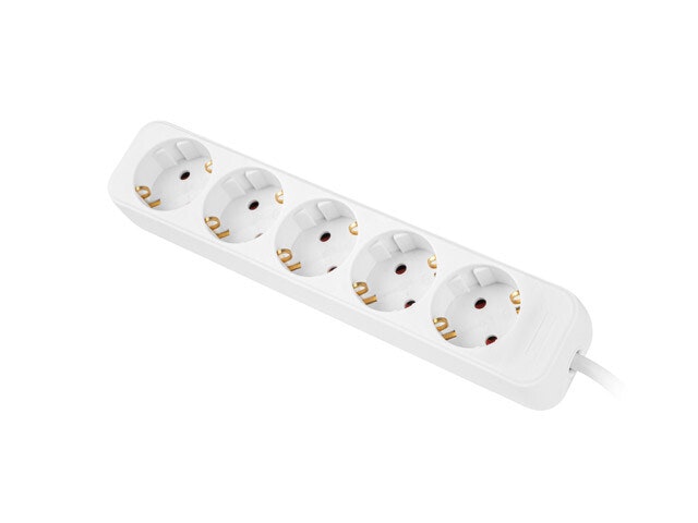 GRENUTTAG LANBERG 1,5M 5X SCHUKO UTTAG KOPPAR KABEL AV HÖG KVALITET VIT