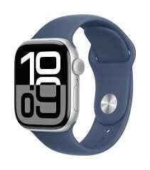 APPLE WATCH SERIES 10 42MM SILVER ALUMINIUM CASE WITH DENIM SPORT BAND M/L GPS+CELLULAR MWX43QC
