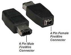 IEEE-1394 6-Pin Male to IEEE-1394 4-Pin Female